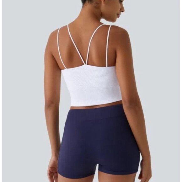 Halara Seamless Flow Ribbed Spaghetti Strap Cropped Sports Top Bra Sz XS Womens - Picture 2 of 9
